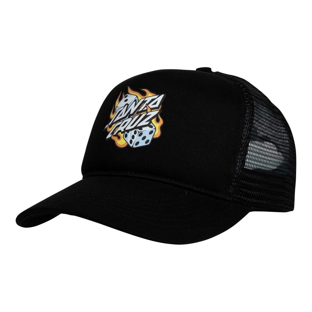 santa cruz cap flaming dot black trucker 